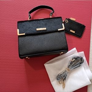 Dune of London Black Leather & Horsehair Purse with Coin Purse